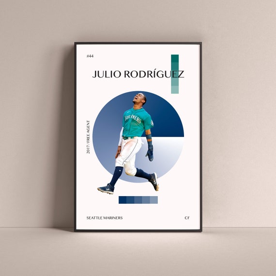 Julio Rodriguez Poster, Seattle Mariners Art Print Minimalist Baseball Wall  Decor For Home Living Kids Game Room Gym Bar Man Cave