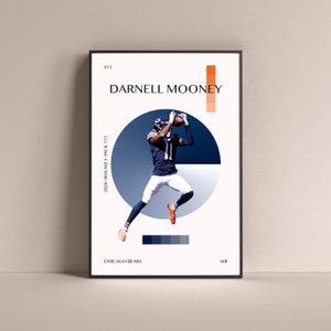 Darnell Mooney Poster, Chicago Bears Art Print Minimalist Football Wall Decor For Home Living Kids Game Room Gym Bar Man Cave