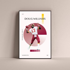 Doug Williams Poster, Washington Art Print Minimalist Football Wall Decor For Home Living Kids Game Room Gym Bar Man Cave