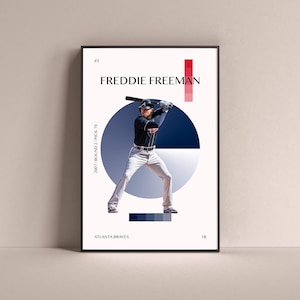 Freddie Freeman Poster, Atlanta Braves Art Print Minimalist Baseball Wall Decor For Home Living Kids Game Room Gym Bar Man Cave