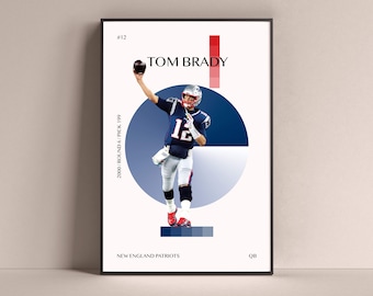 Tom Brady Poster, New England Patriots Art Print Minimalist Football Wanddeko Für Zuhause Wohnen Kinder Spielzimmer Gym Bar Mann Höhle