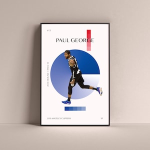 Paul George Poster, Los Angeles Clippers Art Print Minimalist Basketball Wand dekor für Zuhause Wohnzimmer Kinder Spielzimmer Gym Bar Man Cave