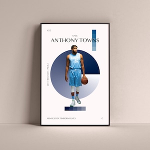 Karl-Anthony Towns Poster, Minnesota Timberwolves Art Print Minimalist basketbal muur decor voor thuis Living Kids Game Room Gym Bar Man Cave