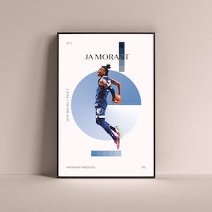 Ja Morant Poster, Memphis Grizzlies Kunstdruck Minimalist Basketball Wand dekor für Zuhause Wohnzimmer Kinder Spielzimmer Gym Bar Man Cave