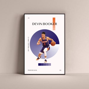 Devin Booker Poster, Phoenix Suns Art Print Minimalist Basketball Wall Decor For Home Living Kids Game Room Gym Bar Man Cave