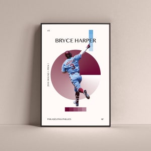 Bryce Harper Poster, Philadelphia Phillies Art Print Minimalist Baseball Wall Decor For Home Living Kids Game Room Gym Bar Man Cave