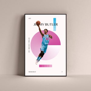 Jimmy Butler Poster, Miami Heat Art Print Minimalist Basketball Wall Decor For Home Living Kids Game Room Gym Bar Man Cave