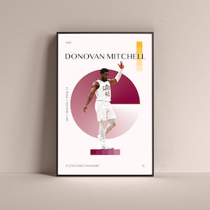 Donovan Mitchell Póster, Cleveland Cavaliers Art Print Minimalista Basketball Wall Decor For Home Living Kids Game Room Gym Bar Man Cave