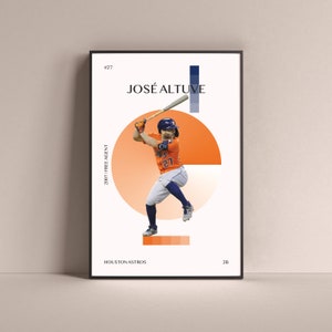 Jose altuve poster, houston astros arte impressão minimalista beisebol decoração de parede para casa sala de jogos crianças ginásio bar homem caverna