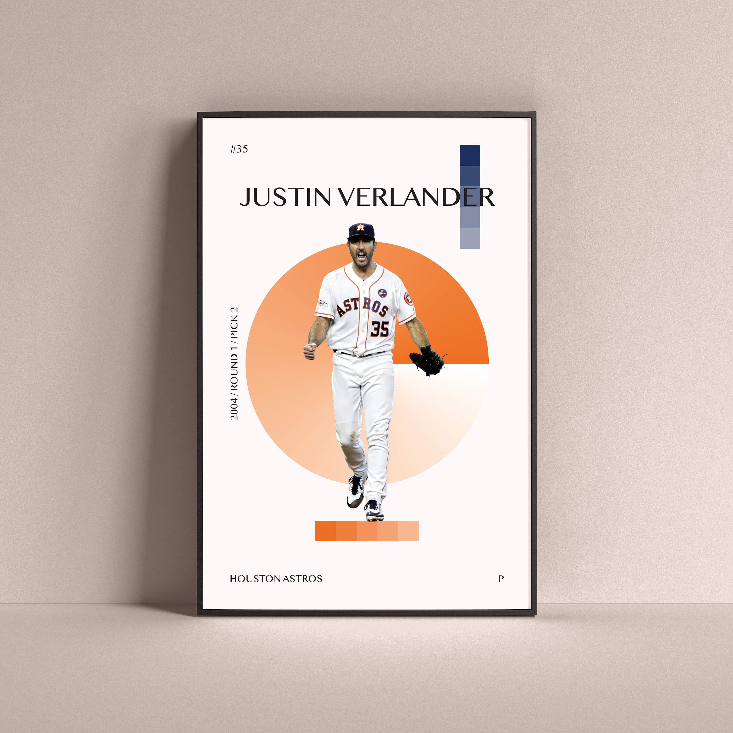 Poster Justin Verlander 20x30, Art Mural Sport Baseball, Style Pop Art