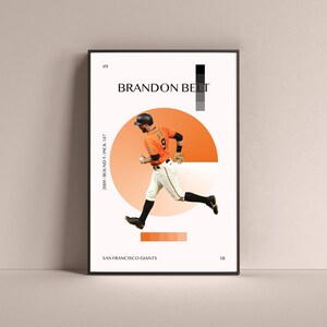 Brandon Belt Poster, San Francisco Giants Art Print Minimalist Baseball Wall Decor For Home Living Kids Game Room Gym Bar Man Cave