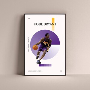 Kobe Bryant Poster, Los Angeles Lakers Art Print Minimalist Basketball Wall Decor For Home Living Kids Game Room Gym Bar Man Cave