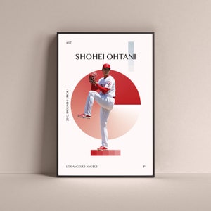 Shohei Ohtani Poster, Los Angeles Angels Art Print Minimalist Baseball Wall Decor For Home Living Kids Game Room Gym Bar Man Cave