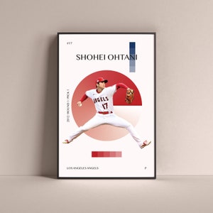Shohei Ohtani Poster, Los Angeles Angels Art Print Minimalist Baseball Wall Decor For Home Living Kids Game Room Gym Bar Man Cave
