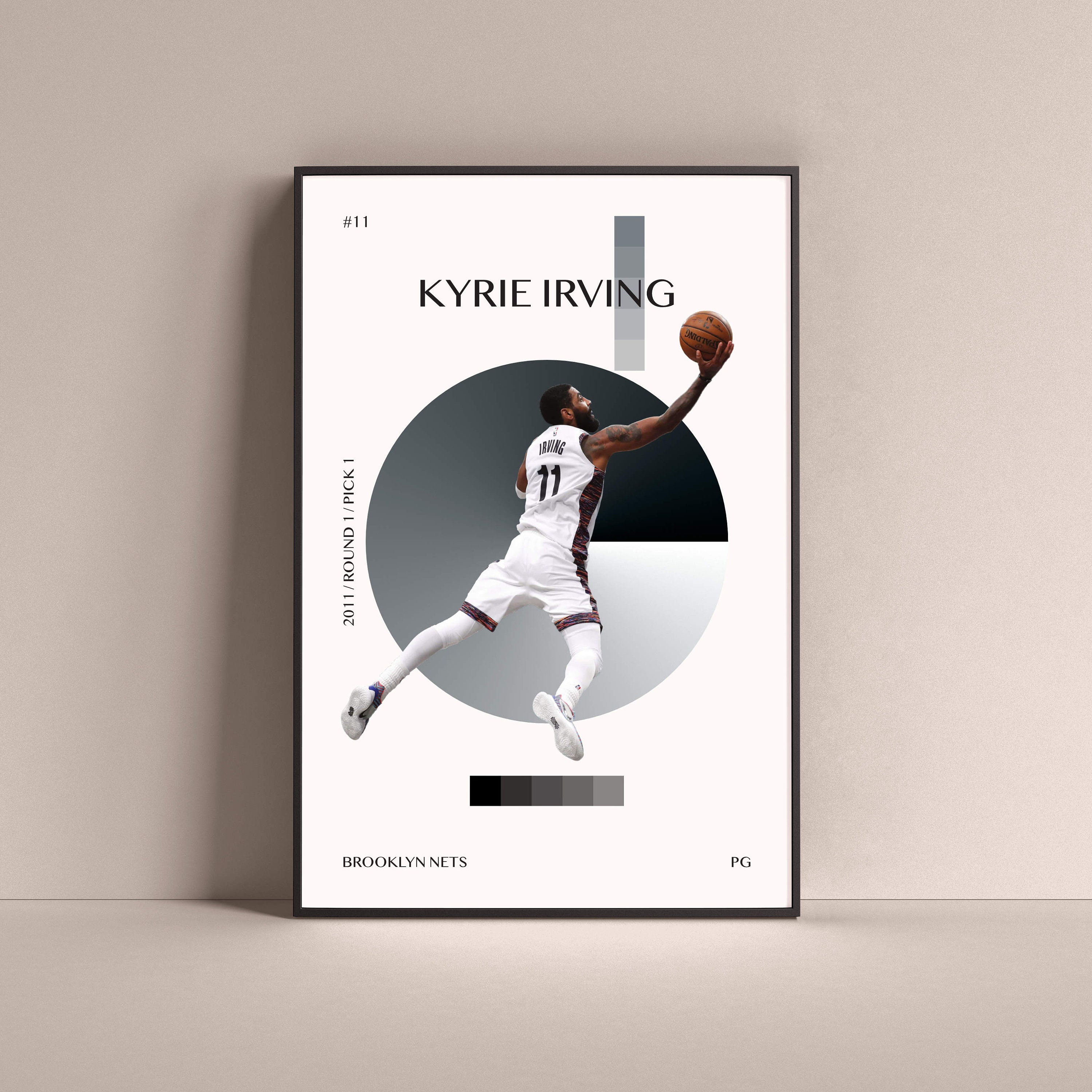 Kyrie Irving Póster, Brooklyn Nets Art Print Minimalista