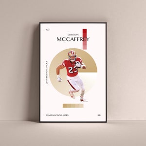 Christian McCaffrey Poster, San Francisco 49ers Art Print Minimalist Football Wall Decor For Home Living Kids Game Room Gym Bar Man Cave
