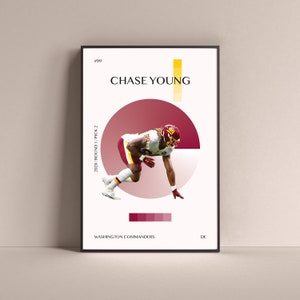 Chase Young Poster, Washington Commanders Art Print Minimalist Football Wall Decor For Home Living Kids Game Room Gym Bar Man Cave