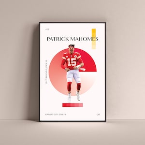Patrick Mahomes Poster, Kansas City Chiefs Art Print Minimalist Football Wall Decor For Home Living Kids Game Room Gym Bar Man Cave
