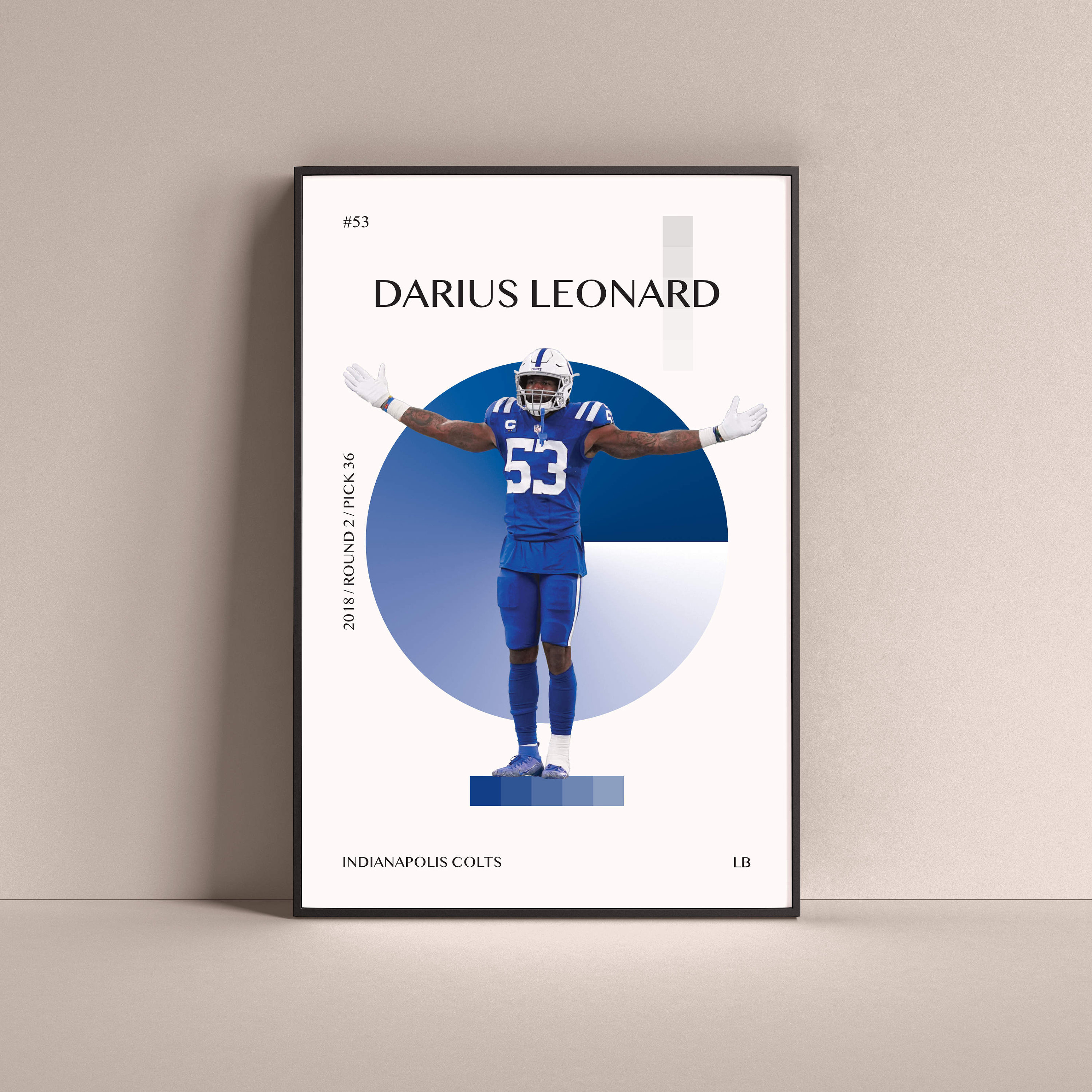 Darius Leonard Poster Indianapolis Colts Art Print Minimalist Etsy
