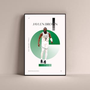 Jaylen Brown Poster, Boston Celtics Art Print Minimalist Basketball Wall Decor For Home Living Kids Game Room Gym Bar Man Cave