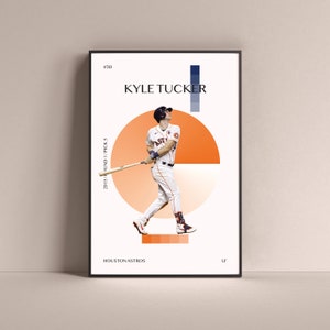 Pôster de Kyle Tucker, Houston Astros Art Print Minimalista Beisebol Decoração de parede para casa, sala de jogos, academia, bar, homem, caverna