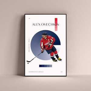 Alex Ovechkin Poster, Washington Capitals Art Print Minimalist Hockey Wall Decor For Home Living Kids Game Room Gym Bar Man Cave