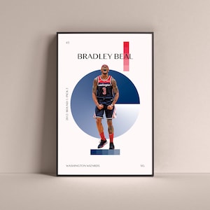 Bradley Beal Poster, Washington Wizards Kunstdruck Minimalist Basketball Wand dekor für Zuhause Wohnzimmer Kinder Spielzimmer Gym Bar Mann Höhle