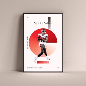 Mike Evans Poster, Tampa Bay Buccaneers Art Print Minimalist Football Wall Decor For Home Living Kids Game Room Gym Bar Man Cave