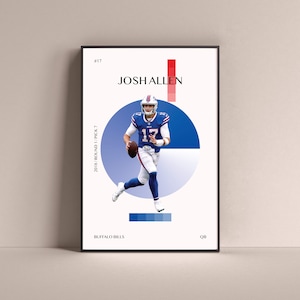 Josh Allen Poster, Buffalo Bills Art Print Minimalist Football Wall Decor For Home Living Kids Game Room Gym Bar Man Cave