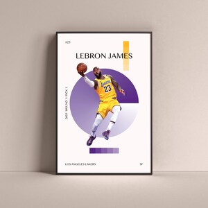 LeBron James Poster, Los Angeles Lakers Art Print Minimalist Basketball Wall Decor For Home Living Kids Game Room Gym Bar Man Cave