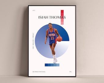 Isiah Thomas Poster, Detroit Pistons Art Print Minimalistische basketbal muur Decor voor thuis Living Kids Game Room Gym Bar Man Cave