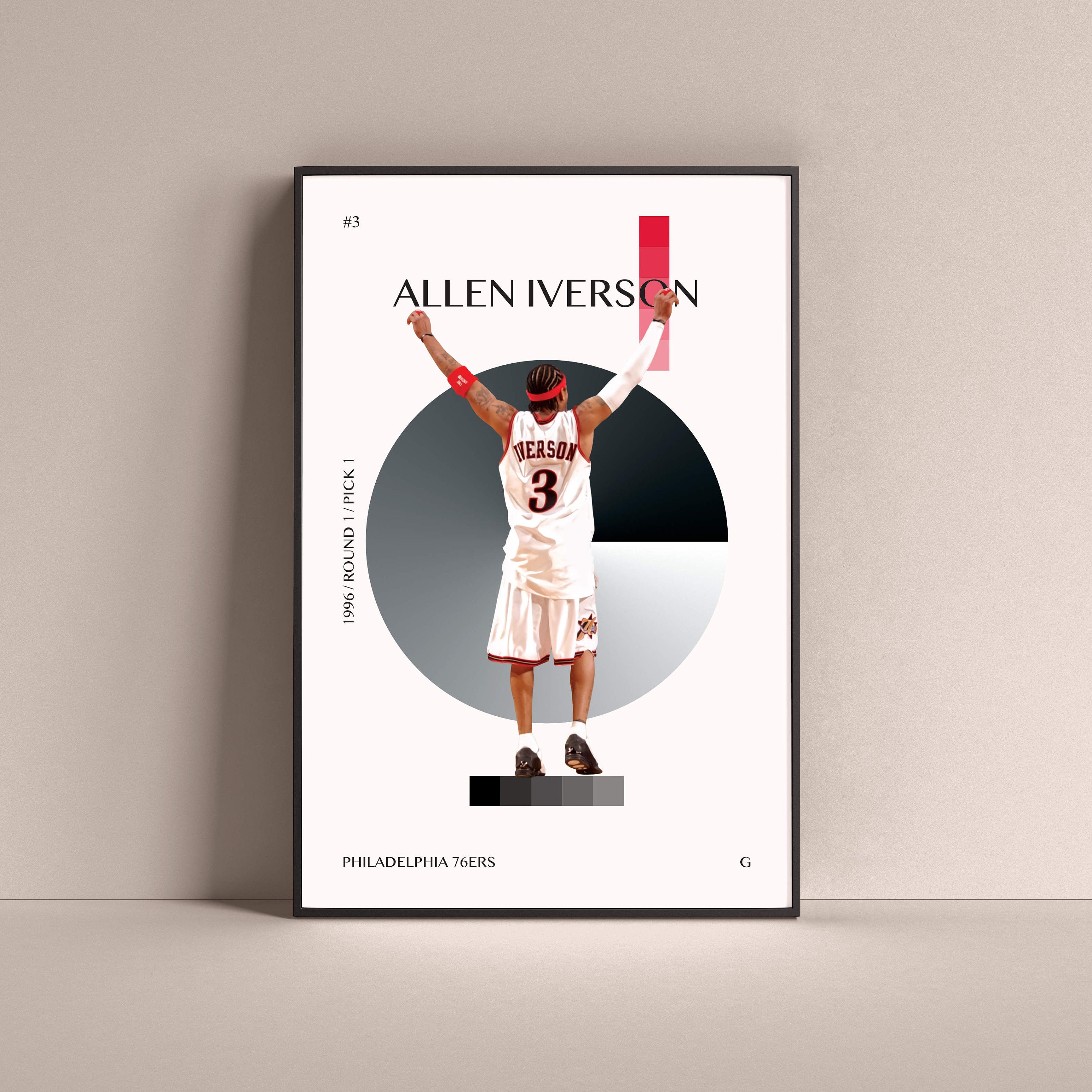 Allen Iverson Poster, Philadelphia 76ers Art Print Minimalist ...