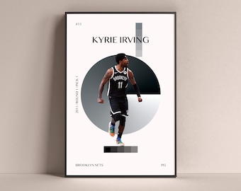 Kyrie Irving Poster, Brooklyn Nets Art Print Minimalist Basketball