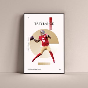 Trey Lance Poster, San Francisco 49ers Kunstdruck Minimalistische Fußball Wanddeko für Zuhause Wohnen Kinder Spielzimmer Gym Bar Mann Höhle