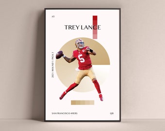 Trey Lance Poster, San Francisco 49ers Art Print Minimalist Football Wall Decor For Home Living Kids Game Room Gym Bar Man Cave