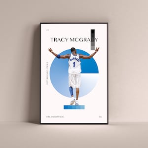 Tracy McGrady Poster, Orlando Magic Art Print Minimalist Basketball Wall Decor For Home Living Kids Game Room Gym Bar Man Cave