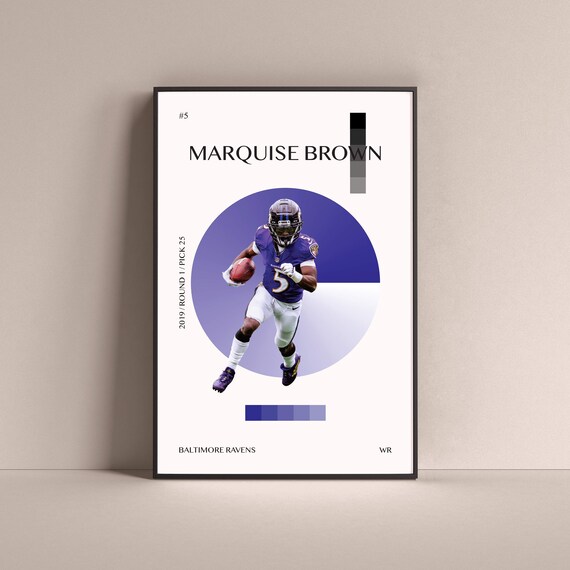 Marquise Brown Poster, Baltimore Ravens Art Print Minimalist