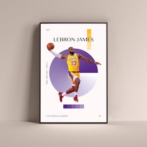 LeBron James Poster, Los Angeles Lakers Art Print Minimalist Basketball Wall Decor For Home Living Kids Game Room Gym Bar Man Cave