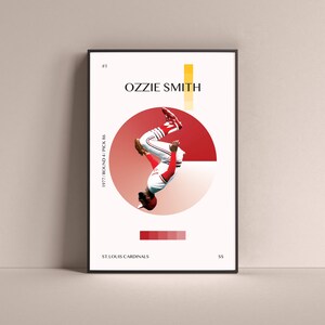 Plakat Ozzie Smith, St. Louis Cardinals Art Print Minimalistyczny wystrój ścienny baseballowy do domu, salonu, pokoju gier dla dzieci, siłowni, baru i jaskini człowieka