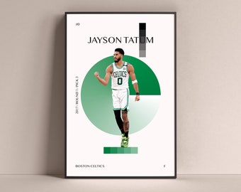 Jayson Tatum Póster, Boston Celtics Art Print Minimalista Basketball Wall Decor For Home Living Kids Game Room Gym Bar Man Cave