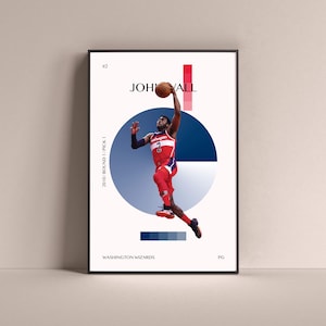 John Wall Poster, Washington Wizards Art Print Minimalist Basketball Wall Decor For Home Living Kids Game Room Gym Bar Man Cave