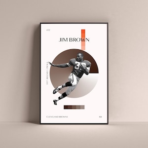 Jim Brown Poster, Cleveland Browns Art Print Minimalist Football Wall Decor For Home Living Kids Game Room Gym Bar Man Cave
