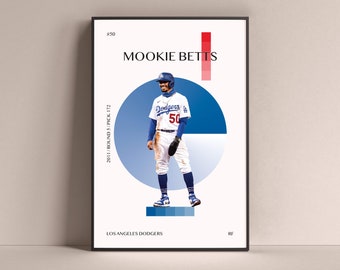Mookie Betts Poster, Los Angeles Dodgers Art Print Decoración minimalista de la pared de béisbol para la vida en casa De los niños Sala de juegos Gimnasio Bar Man Cave