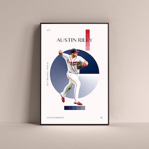 Austin Riley Poster, Atlanta Braves Art Print Minimalist Baseball Wall Decor For Home Living Kids Game Room Gym Bar Man Cave