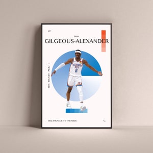 Shai Gilgeous-Alexander Poster, Oklahoma City Thunder Art Print Minimalist Basketball Wall Decor Home Living Kids Game Room Gym Bar Man Cave