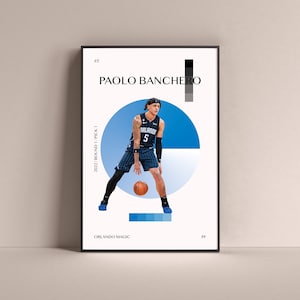 Paolo Banchero Poster, Orlando Magic Art Print Minimalist Basketball Wall Decor For Home Living Kids Game Room Gym Bar Man Cave