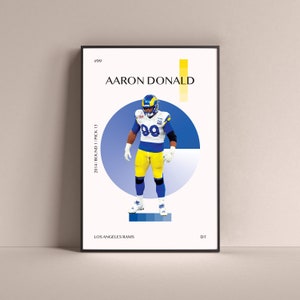 Aaron Donald Poster, Los Angeles Rams Art Print Minimalist Football Wall Decor For Home Living Kids Game Room Gym Bar Man Cave