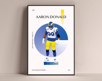Aaron Donald Poster, Los Angeles Rams Art Print Minimalist Football Wall Decor For Home Living Kids Game Room Gym Bar Man Cave
