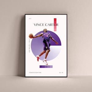 Plakat Vince'a Cartera, wydruk artystyczny Toronto Raptors, minimalistyczna dekoracja ścienna do koszykówki do domu, salonu, pokoju gier dla dzieci, siłowni, baru, jaskini człowieka