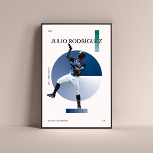 Julio Rodriguez Poster, Seattle Mariners Art Print Minimalist Baseball Wall Decor For Home Living Kids Game Room Gym Bar Man Cave